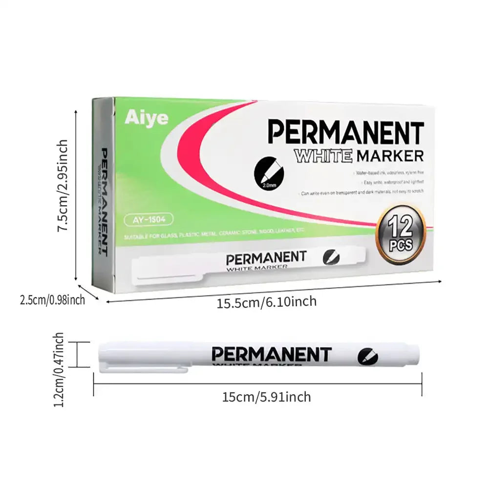 12-Pack Waterproof Oil Paint Marker Pens 1mm – Tire, Glass, Metal