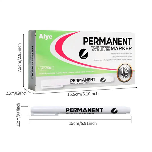 12-Pack Waterproof Oil Paint Marker Pens 1mm – Tire, Glass, Metal Paint Marker Pens Oasis Select