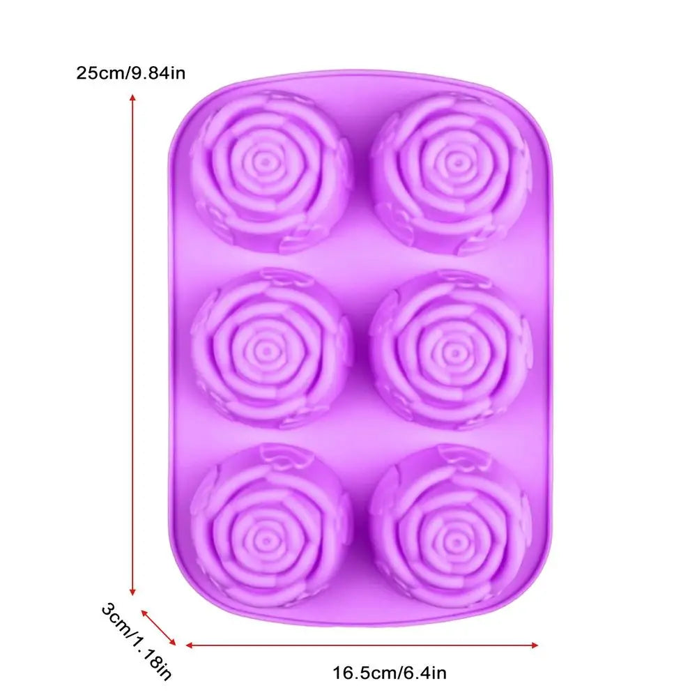 3D Rose Silicone Mold – 6 Cavity Ice, Chocolate & Baking