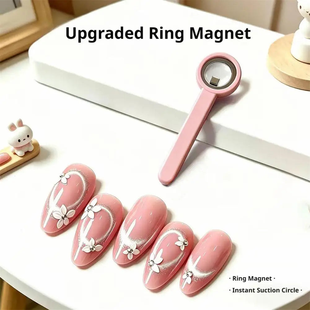 Halo Cat Eye Nail Magnet Ring with Handle,High Magnetic Nail Art Tool for Cat-Eye Gel Polish DIY French Style Auxiliary Tool Peaceful Pleasures Health and Wellness