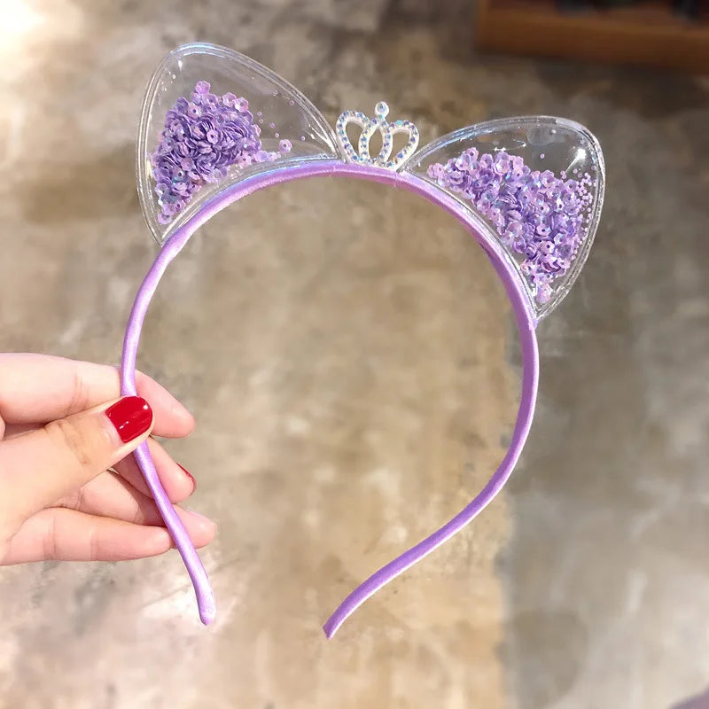 Cute Shining Sequin Cat Ears Hairband Girls Sweet Princess Headband