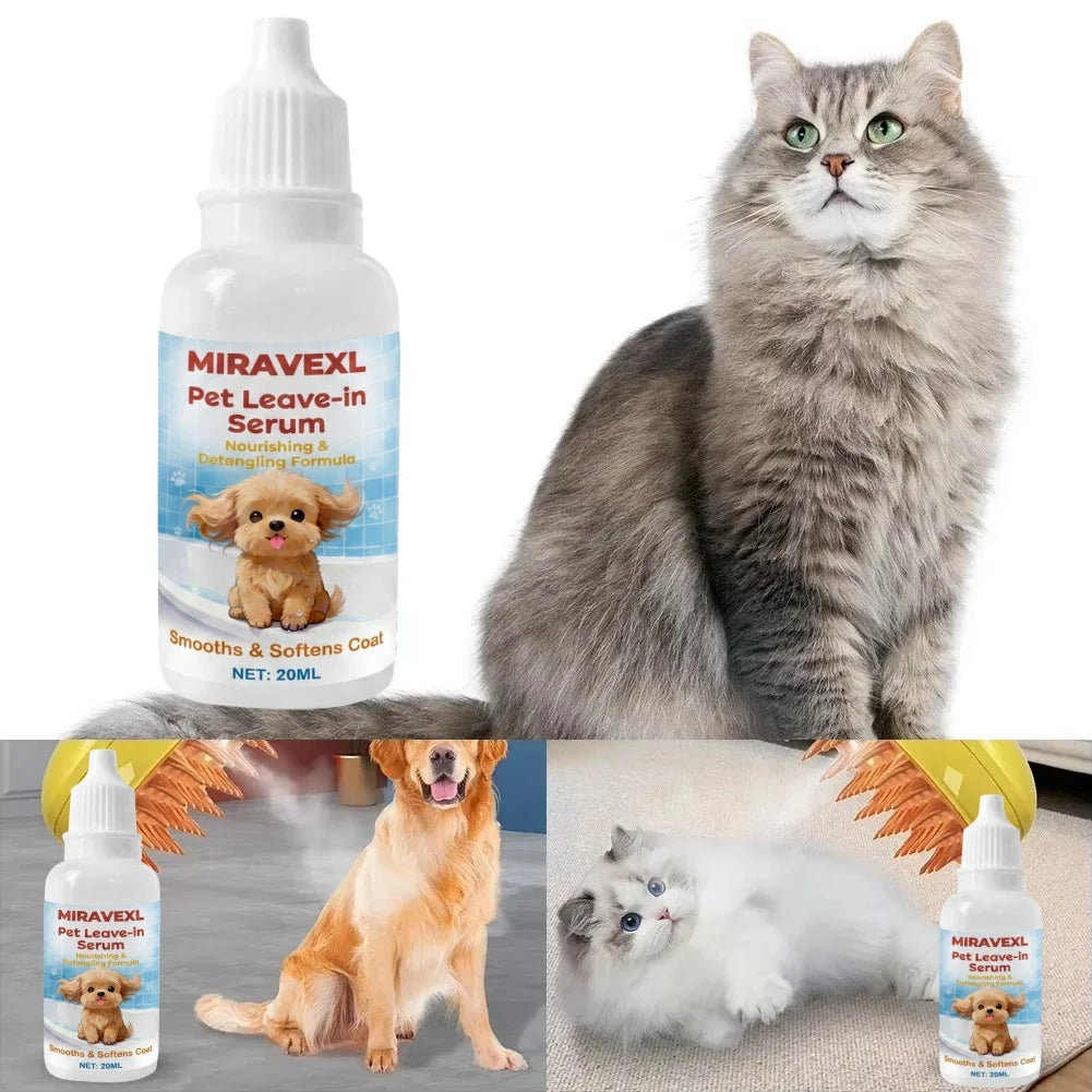 Pet Leave-In Serum - Nourishing, Detangling & Moisturizing Formula for Soft, Smooth & Healthy Dog Coat - Anti-Frizz Peaceful Pleasures Health and Wellness