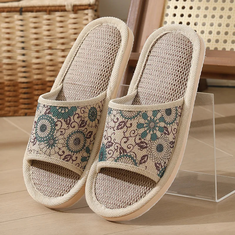 Summer Linen Indoor Slippers | Breathable EVA House Slides Indoor House Slippers Peaceful Pleasures Health and Wellness GN 42-43
