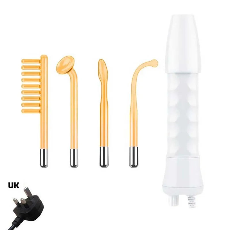 Custom 5 in 1 Portable High Frequency Facial Machine With Comb High Frequency Therapy Wand Set Professional High Frequency Wand Peaceful Pleasures Health and Wellness White-UK