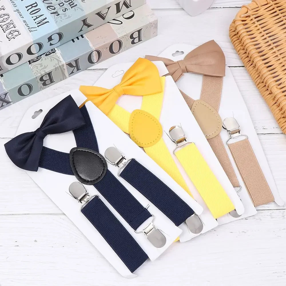 1 Pcs Adjustable Elastic Suspenders with Bow Tie for Kids Boys Girls Fashionable Y Back Suspenders Set Children Accessories Peaceful Pleasures Health and Wellness