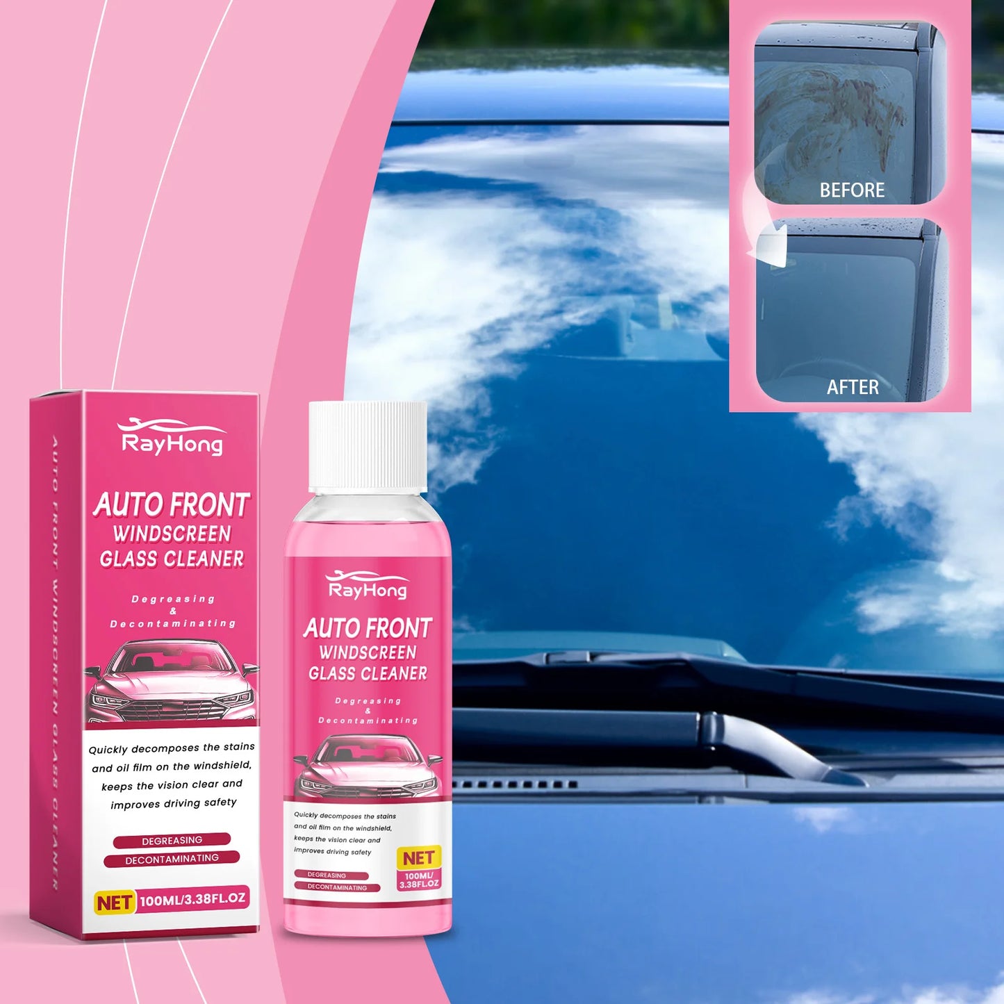 RAYHONG 100ml Car Glass Cleaner – Streak-Free & Anti-Fog