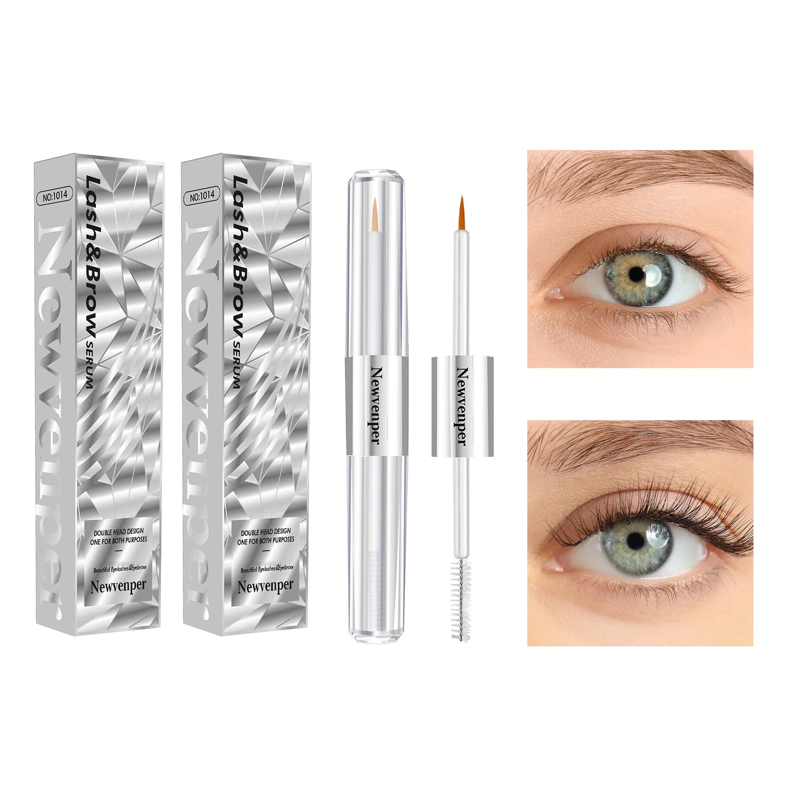 Eyelash Enhancer Serum with Double Brush Design Peaceful Pleasures Health and Wellness Light Grey