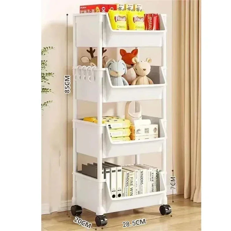 Rolling Multi-Layer Storage Shelf with Wheels – Kitchen, Bathroom & Bedroom Organizer Cart Peaceful Pleasures Health and Wellness 4-layer 1pc
