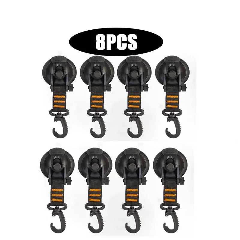 Car Tent Suction Cup Hooks | Camping Awning Buckle Clips 4-Pack