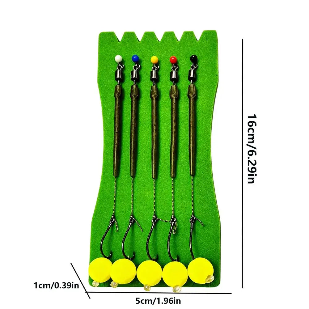 5-Pc Pre-Tied Carp Fishing Rig Set | Anti-Snag Hook Rigs