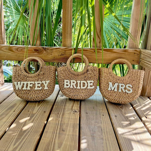 Bride Straw Beach Bag | Bachelorette Bridal Shower Gift Bridal Beach Tote Peaceful Pleasures Health and Wellness