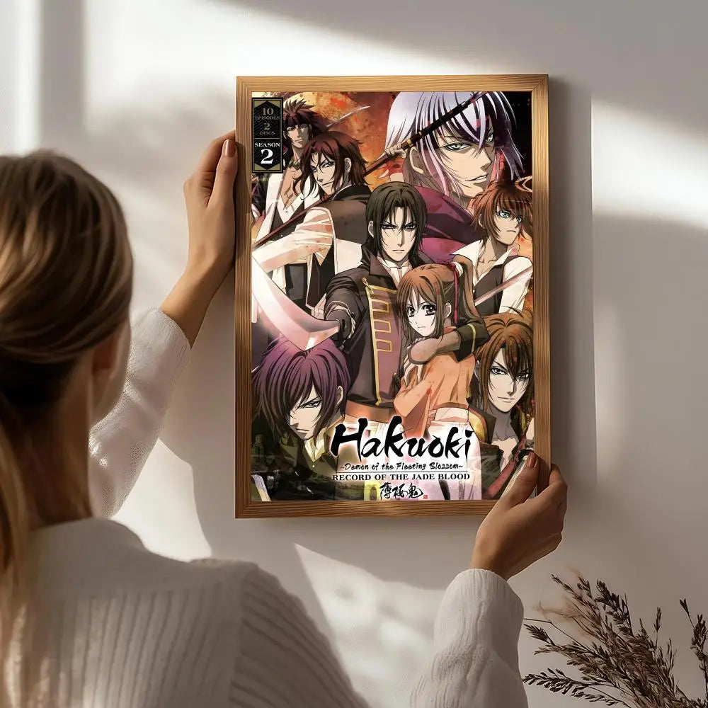 Hakuouki Anime Poster HD Self-Adhesive Waterproof Wall Art Anime Wall Poster Peaceful Pleasures Health and Wellness White1 15X20cmNoframe