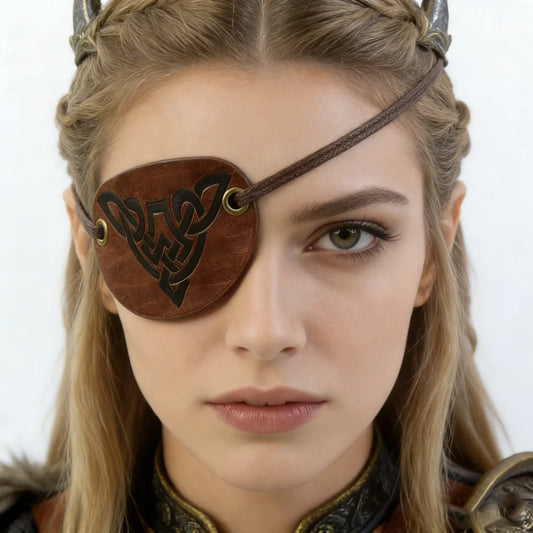 Medieval Embossed Pirate Eye Patch Vintage Faux Leather Mask Viking Peaceful Pleasures Health and Wellness