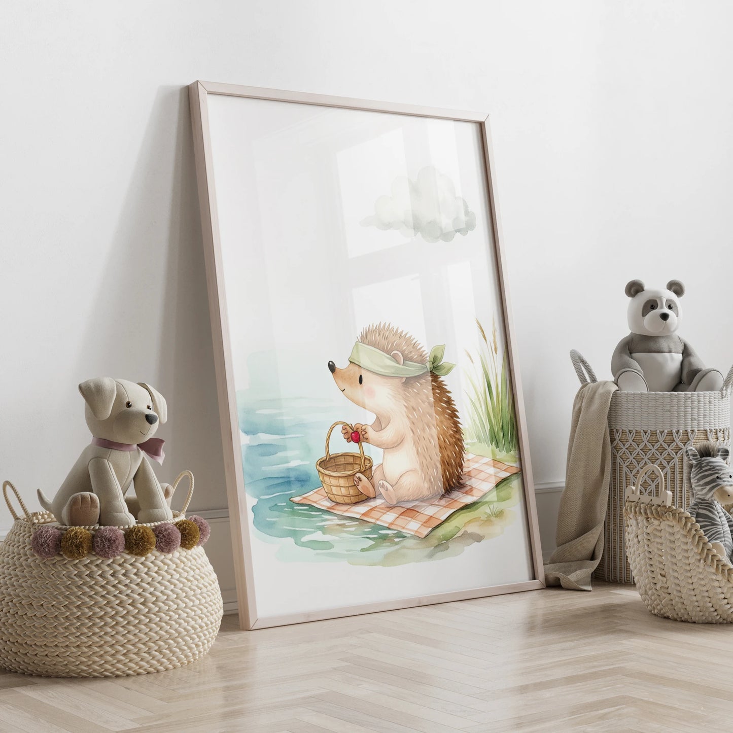 3-Piece Cartoon Animal Canvas Wall Art – Hedgehog Squirrel Rabbit