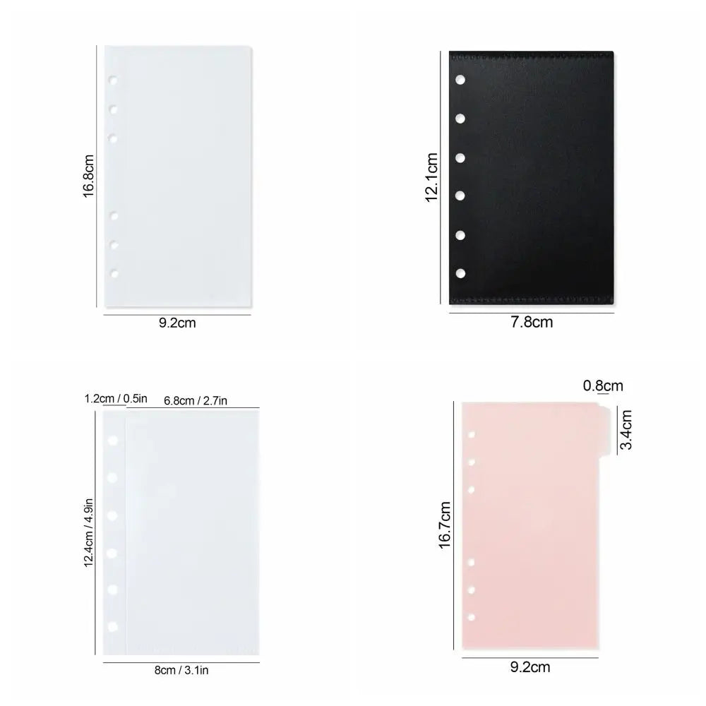 5pcs A6/A7 Binder Folders Inner Page 6 Hole Colorful Idol Photo Card Holder Budget Sheet PP Loose Leaf Inside Paper Peaceful Pleasures Health and Wellness