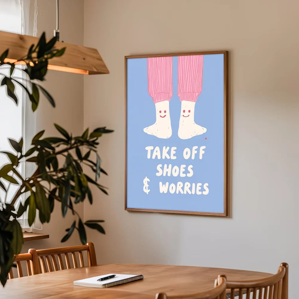 Cartoon Take Off Shoes Canvas Wall Art Print | Home Decor
