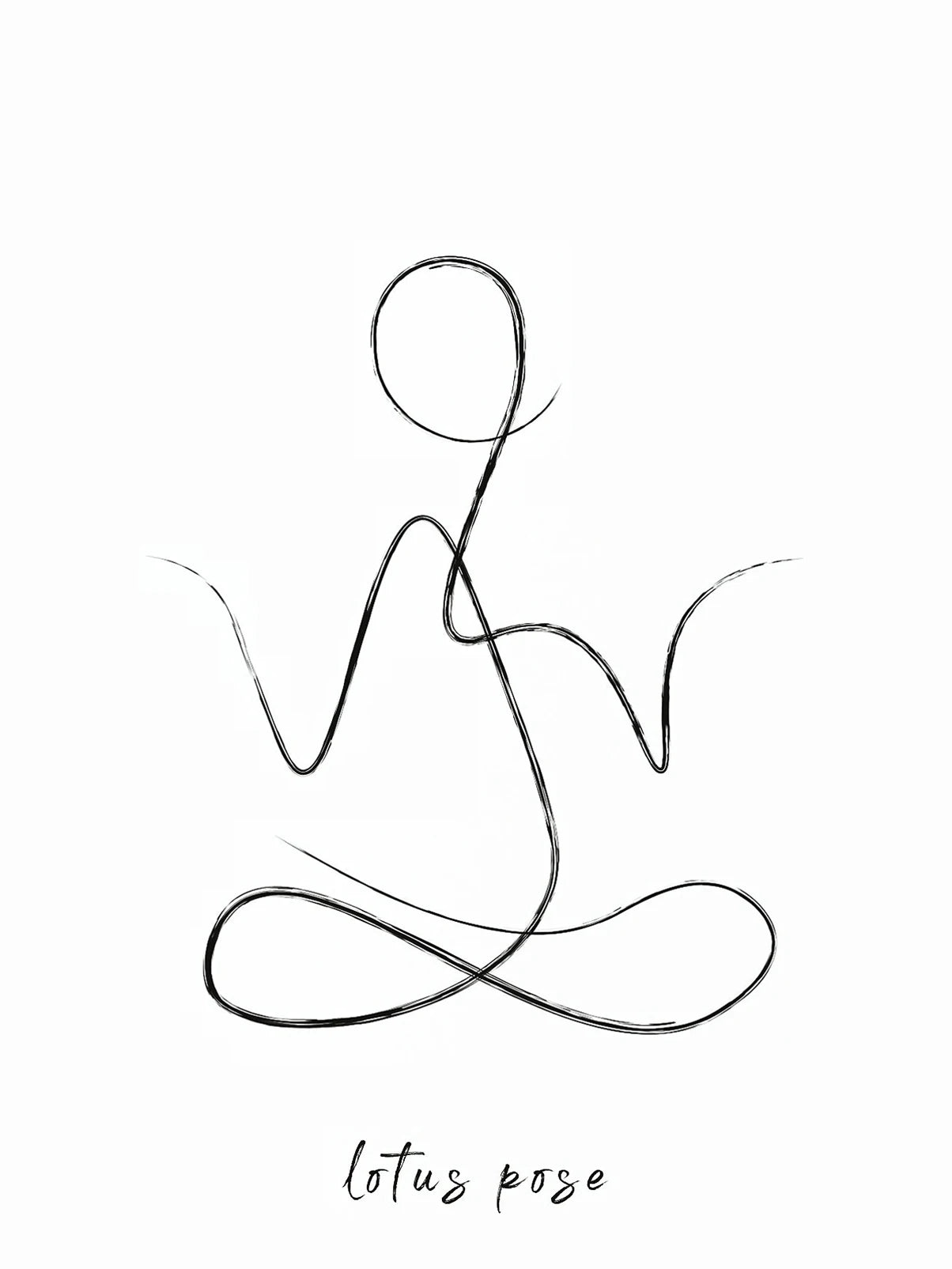 Yoga Pose Line Art Meditation Poster Yoga Symbol Breathe Canvas Printing Minimalist Modern Wall Art Picture Yoga Room Decor Peaceful Pleasures Health and Wellness DM112-10 20x30cm Unframed
