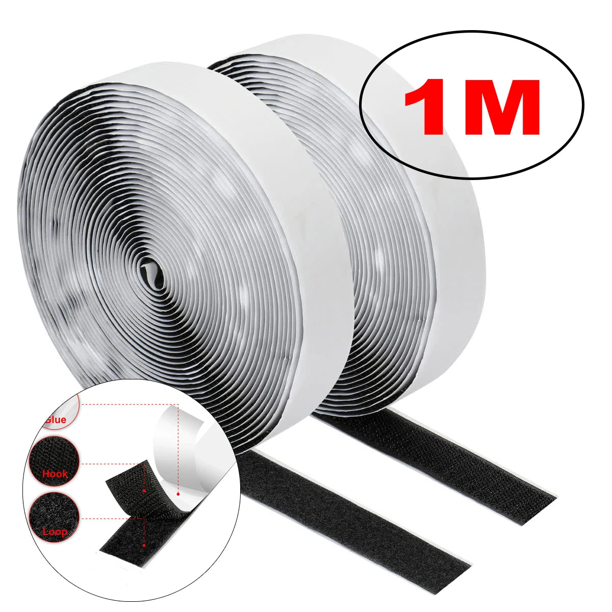 Self-Adhesive Hook & Loop Fastener Tape 1M–10M | DIY Strips