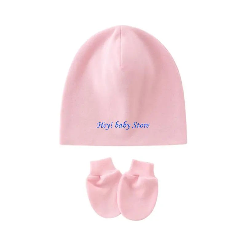 Newborn Baby Hat & Mittens Set | Soft Cotton, 0–3 Months