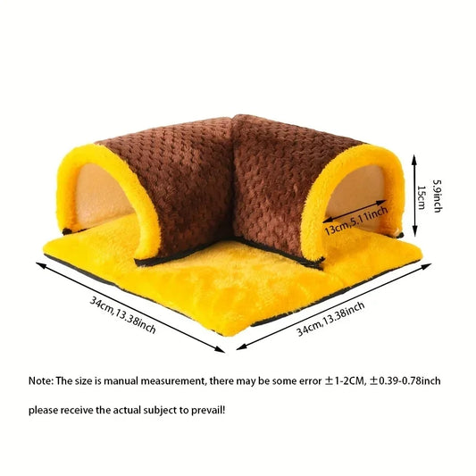 Fleece Guinea Pig Hideout Tunnel Bed | Corner Cage Hide Small Pet Hideout Peaceful Pleasures Health and Wellness