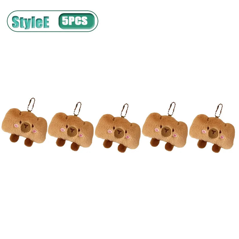 Capybara Plushie Keyring – Cute Anime Bread Topper Fluffy Toy