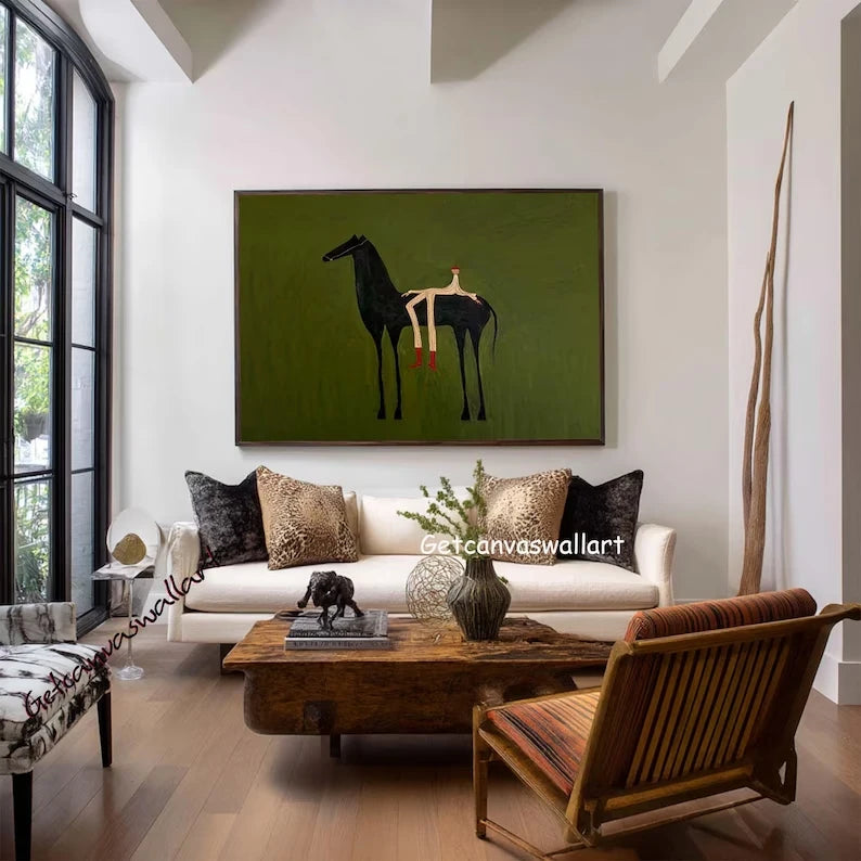 Modern Abstract Western Horse Canvas Wall Art Print Poster