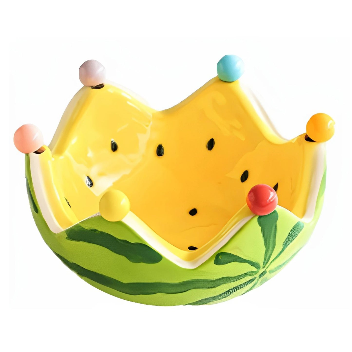 Watermelon Ceramic Fruit Bowl with Forks – Large Capacity