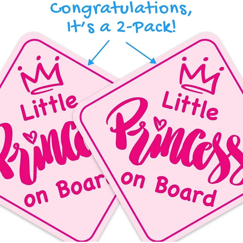 Princess On Board Pink Vinyl Car Sticker | Baby Girl Decal