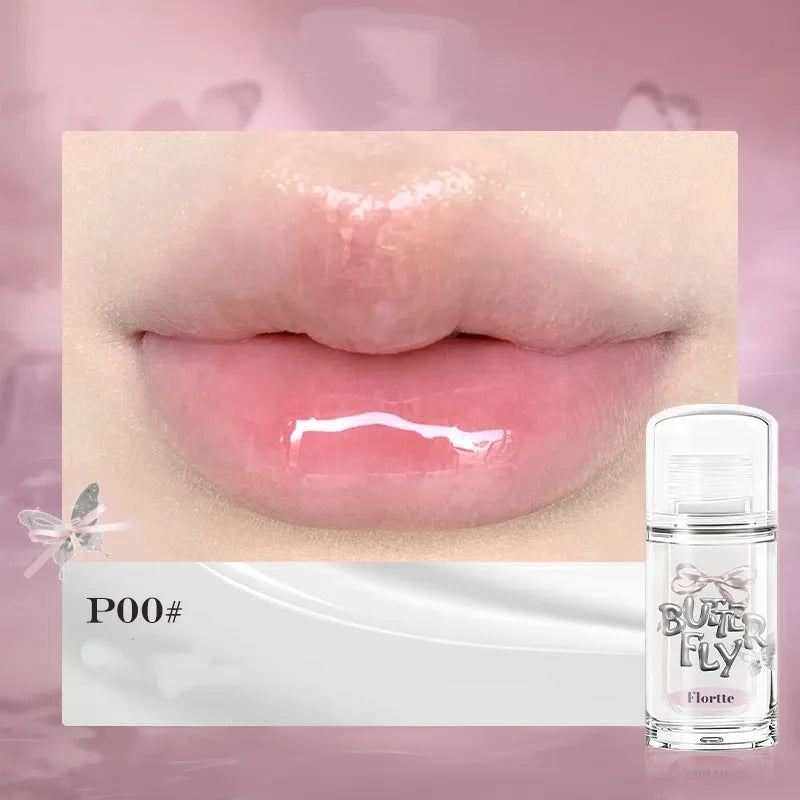 FLORTTE Butterfly Mirror Lip Gloss – Jelly Tint & Plumping Glaze