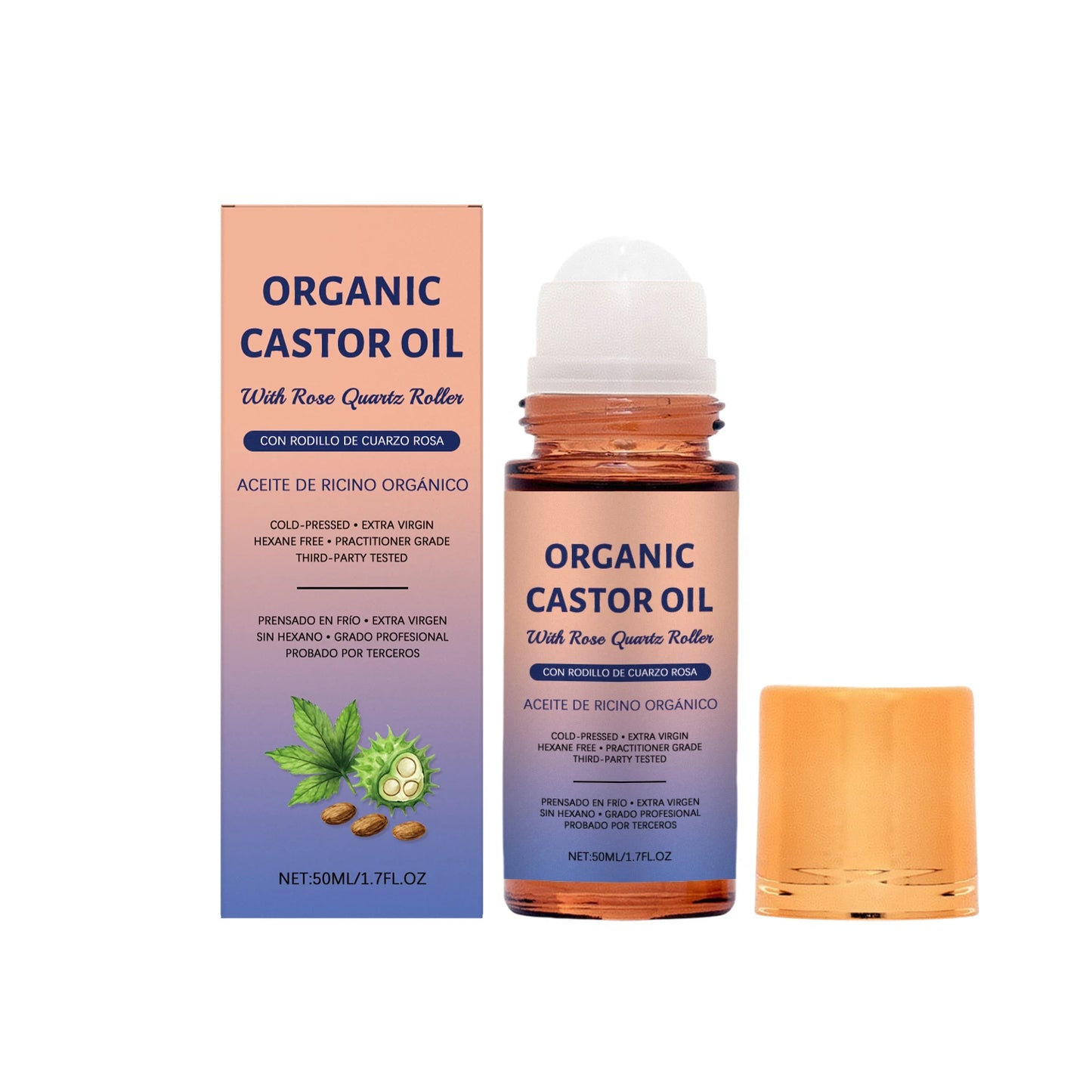 Organic Castor Oil Moisturizing Improve Skin Elasticity Relieve Dryness Discomfort Brightening Skin Tone Cold-Pressed Castor Oil Peaceful Pleasures Health and Wellness 50ml Boxed
