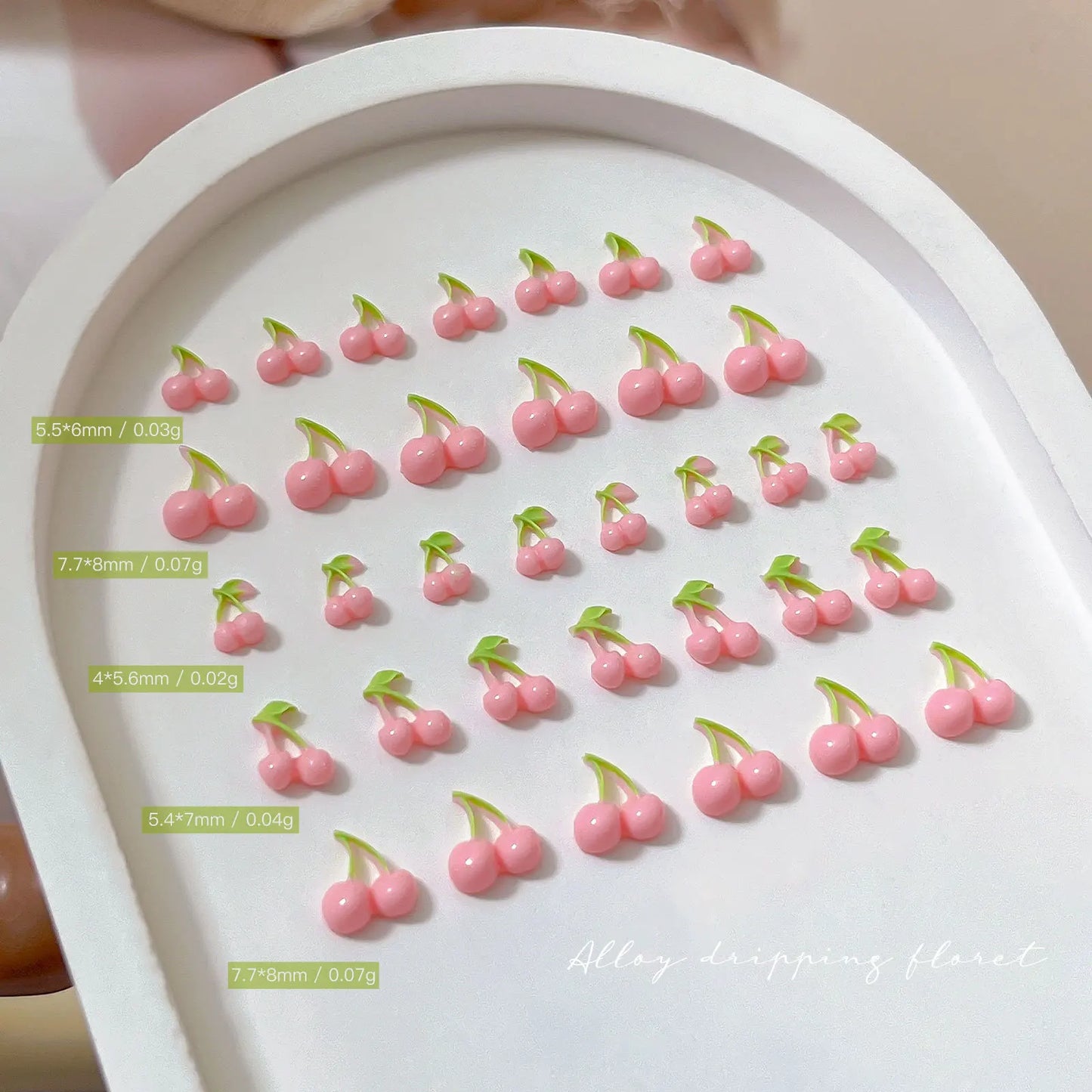 50pcs 3D Cherry Nail Charms – Pink Resin Fruit Nail Art Decor