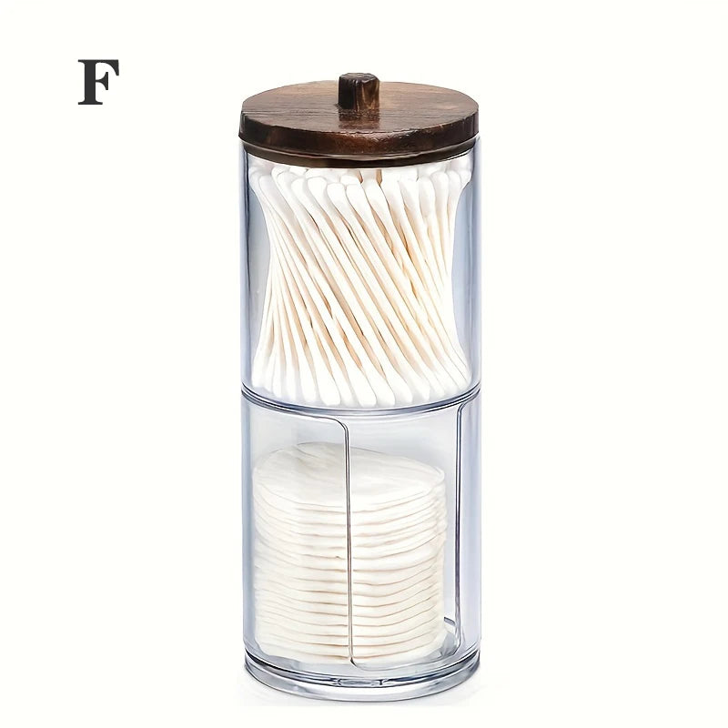 Clear Acrylic Swab Holder & Beauty Organizer Jar – Storage Dispenser for Floss, Makeup Pads & Powder Puffs