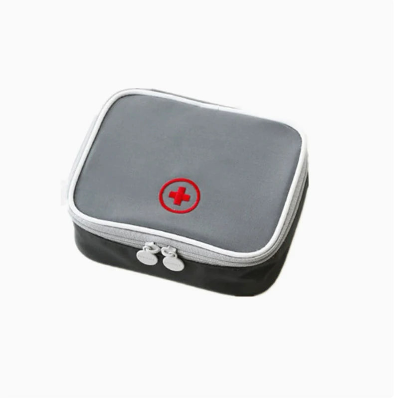 Mini Home First Aid Kit Multi-functional Storage Bag Portable Tablet Storage Large Capacity and Multiple Compartments Peaceful Pleasures Health and Wellness Gray