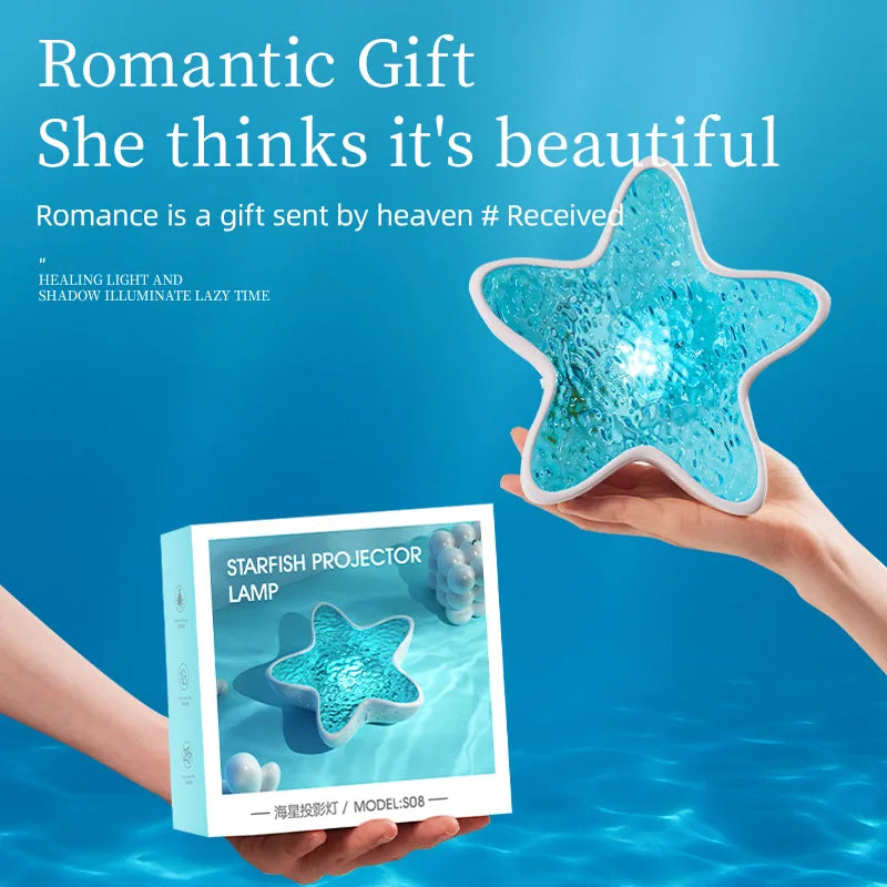 Starfish Projection Lamp | Ocean Wave Night Light Gift Projection Night Light Peaceful Pleasures Health and Wellness