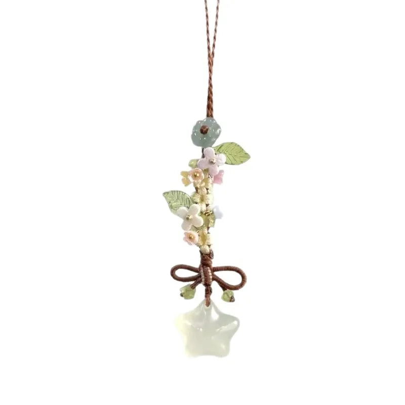 New Chinese Style Ice Transparent Star Flower Pendant Sweet and Cute Mobile Bag Pendant Peaceful Pleasures Health and Wellness