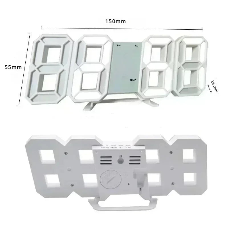 3D LED Digital Wall & Desk Clock – USB, Alarm & Auto Dimmer Digital Wall Clock Peaceful Pleasures Health and Wellness