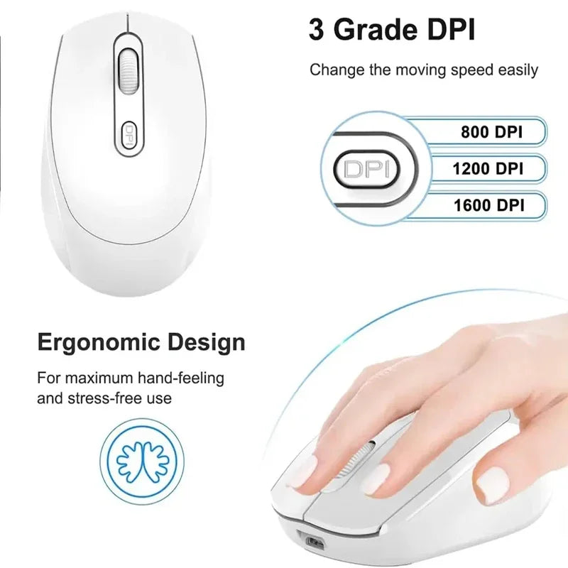 Wireless Mouse Rechargeable Gamer Mouse Dual Modes Bluetooth-compatible 2.4G USB Mute Mice For Laptop Pad Tablet Macbook Mause Peaceful Pleasures Health and Wellness