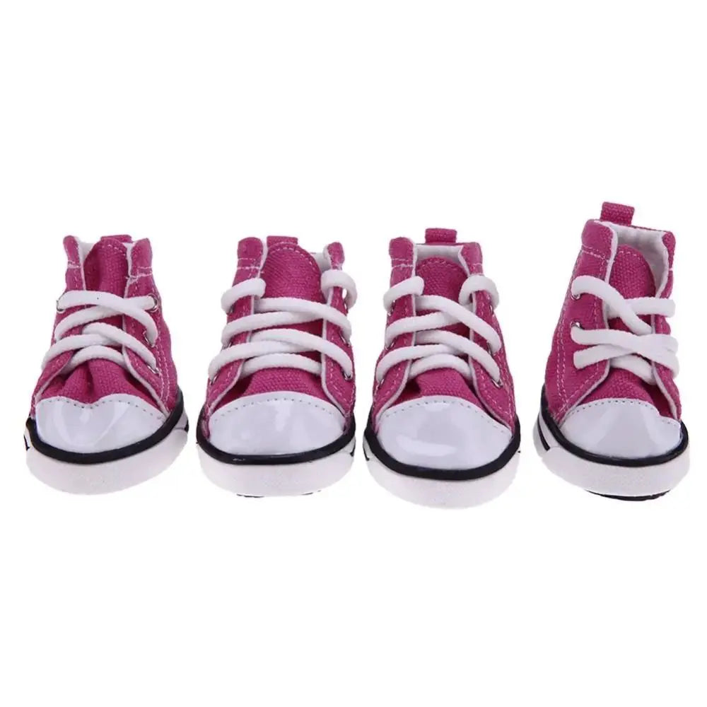 Creative 4PCS/Set Pet Shoes Waterproof Canvas Puppy Pet Dogs Boots Dirt-proof Breathable Pet Supplies Pets Peaceful Pleasures Health and Wellness Pink XS