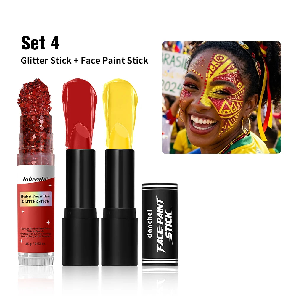 Face Paint Stick Set Multiple National Flag Color Safe Non-Toxic High Pigment Body Paint Stick for Halloween Cosplay Sport Event Peaceful Pleasures Health and Wellness Spain
