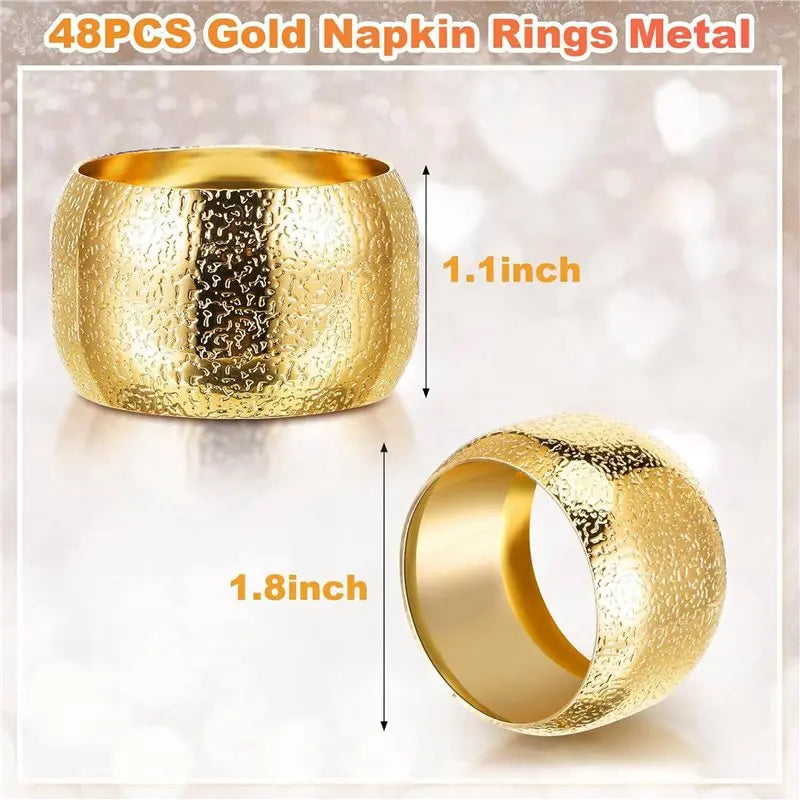 A36T-48 Pcs Day Gold Napkin Rings Napkin Holders For Cloth Napkins Wedding Napkin Holder Rings For Fabric Table Napkins Peaceful Pleasures Health and Wellness