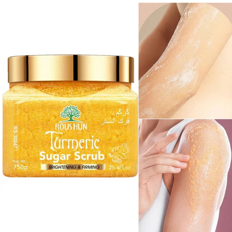 ROUSHUN Turmeric Sugar Scrub Large Capacity Family Pack Body Scrub Gentle Deep Cleansing Skin 750g Peaceful Pleasures Health and Wellness
