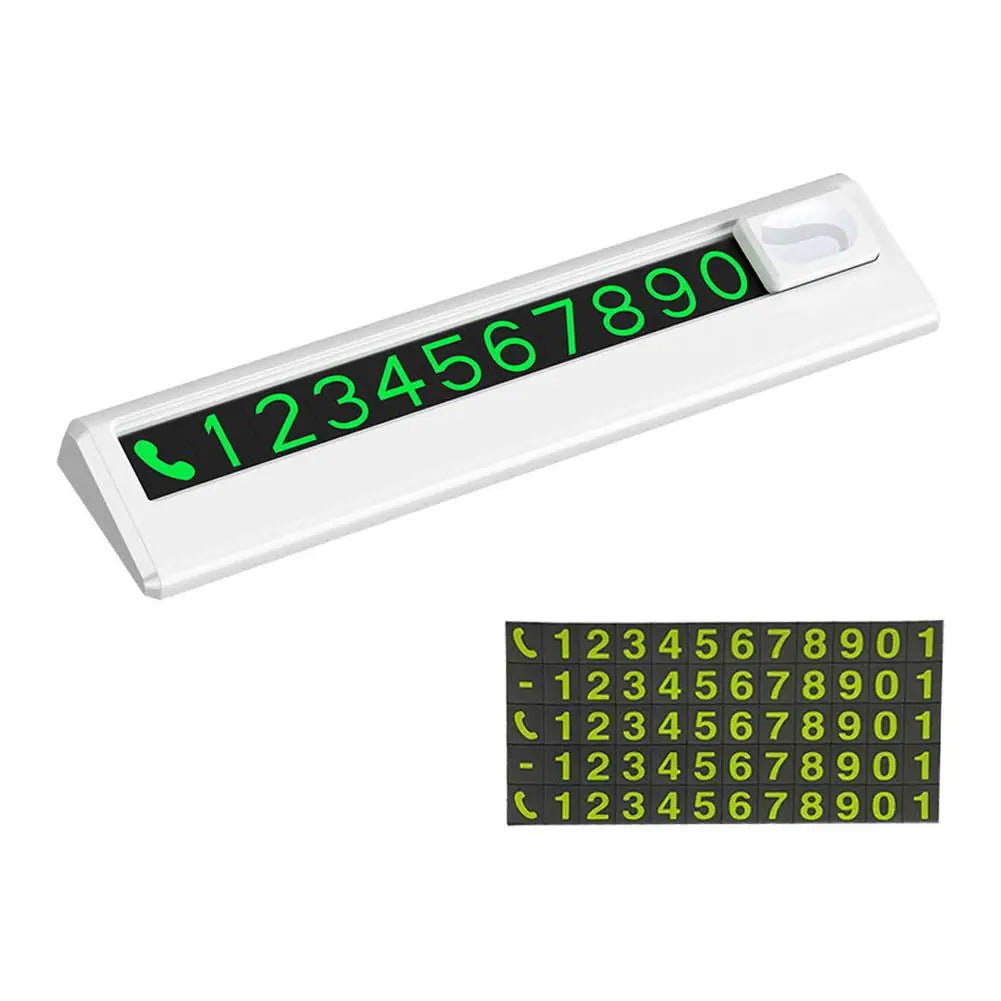 Universal Car Temporary Parking Card Automobile Digital Luminous Phone Number Plate Car Temporary Parking Sign Car Accessories Peaceful Pleasures Health and Wellness White