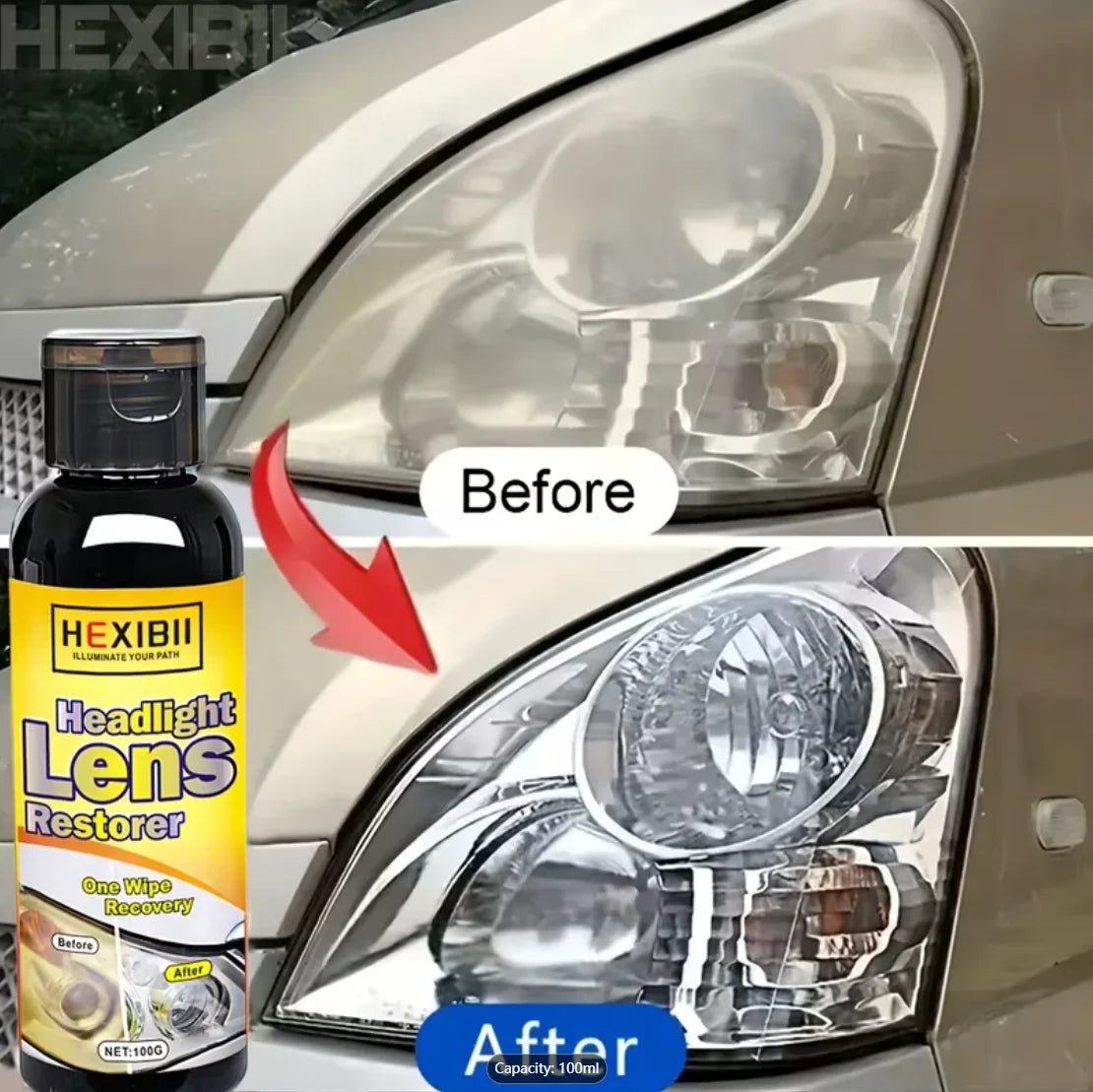 Car Headlight Restoration Fluid – Crystal Coating, Removes Haze