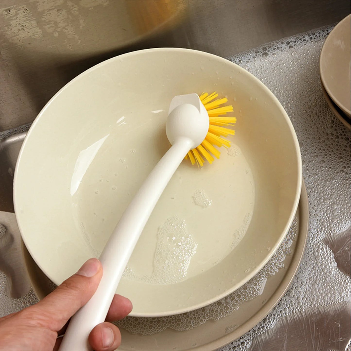 Long Handle Dishwashing Brush with Suction Cup | Kitchen Scrubber Kitchen Cleaning Brush Peaceful Pleasures Health and Wellness
