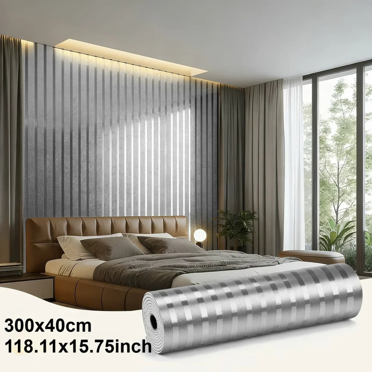 Metallic Grid Stripe Peel & Stick Wallpaper | Self-Adhesive PVC