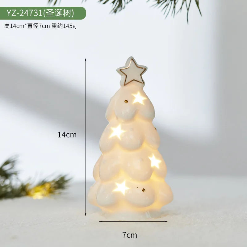 Ceramic Creative Ornaments Small Houses Christmas Decorations Christmas Glowing Snow Houses Home Furnishings INS Ornaments Decor Peaceful Pleasures Health and Wellness YZ-24731