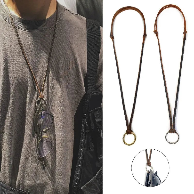 Adjustable Genuine Leather Necklace & Sunglass Strap | Retro Style