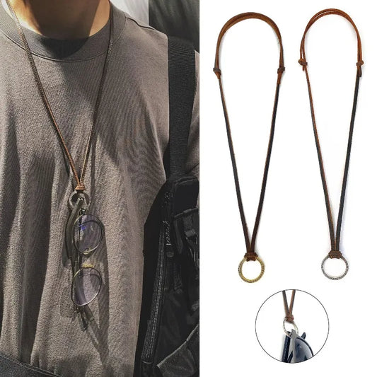 Adjustable Genuine Leather Necklace & Sunglass Strap | Retro Style Leather Necklace Strap Peaceful Pleasures Health and Wellness