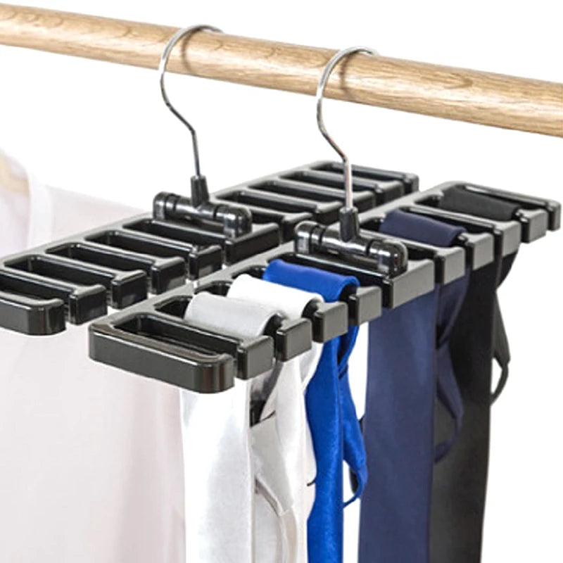 Multi-functional Tie Belt Hanger Wardrobe Closet Belts Scarf Hanging Organizer Rotating 10 Card Slots Storage Holder Rack Hook Peaceful Pleasures Health and Wellness