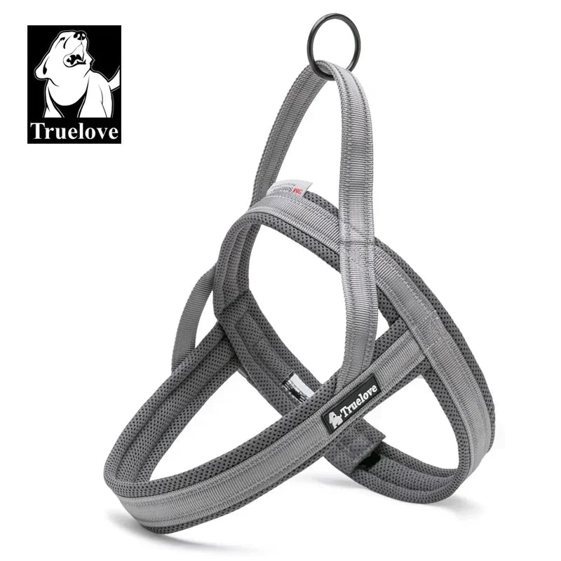 Truelove Soft Mesh Padded Nylon Dog Harness Vest 3M Reflective Security Dog Collar Easy Put on Pet Harness Pull-resistan TLH5811 Peaceful Pleasures Health and Wellness gray XS